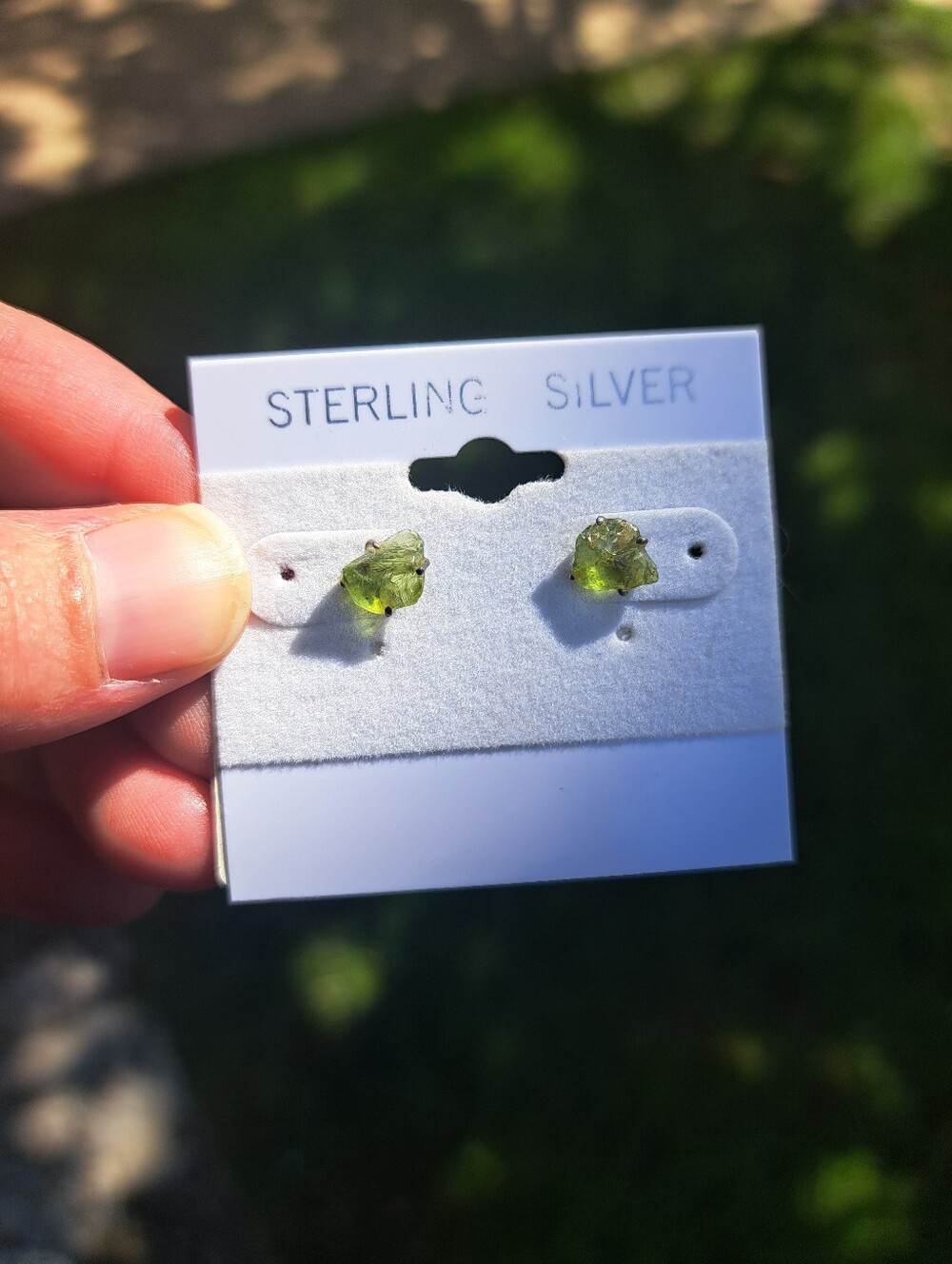 Sterling Silver Peridot Raw Stone Stud Earrings